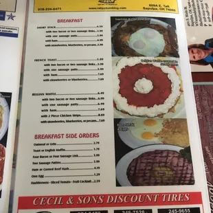 menu, pancakes