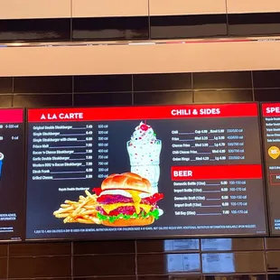 A la carte, chili, sides, and beer as of 1/14/23