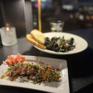 Happy Hour hamachi $13 and mussels $15