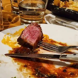 Left of the filet mignon