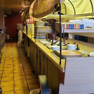 Themed salad bar, self serve drinks