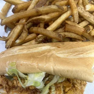 Ragin' Cajun Chicken Sandwich and fries.