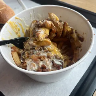 Loaded fries. It's big!