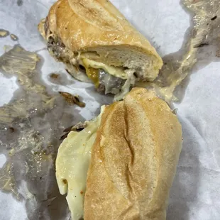 a half eaten sandwich