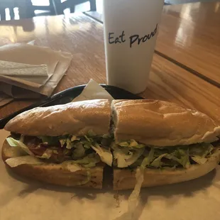 The Grand Escape Cheesesteak with lettuce and tomato.