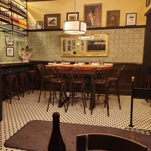 A group table directly across from where I was sitting at Steak Frites