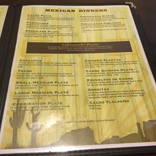 menu