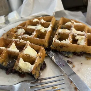 Blueberry waffle -  just a bit soggy in the middle