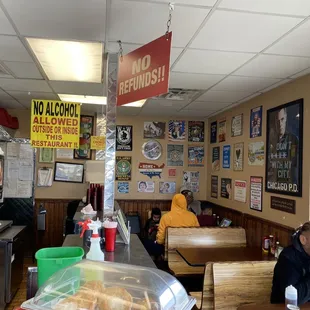 Old time memorabilia on the walls around the diner