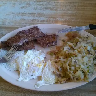 Steak and eggs.yummy