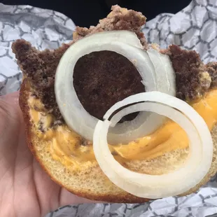 The back side of the bun is WAY bigger on the prime sandwich than the meat is.