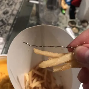This is a picture of the hard wire I found in my fries.