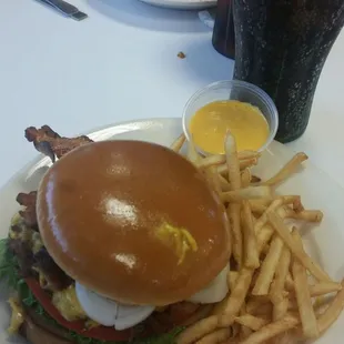 Bacon cheeseburger with fries!