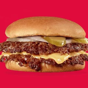  cheeseburger on a red background