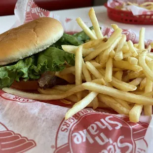  a burger and french fries