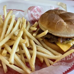  a hamburger and french fries
