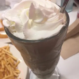 This is the brownie sundae shake. There is supposed to be a layer of chocolate sauce and a cherry.