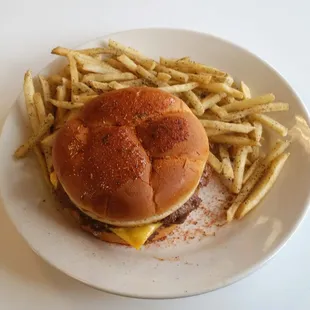 The Cajun double steak burger and fries