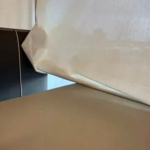 Dirty table and curtain