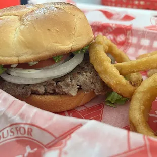 My burger with onion rings