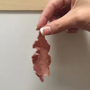 The "bacon that was on our food" looks even worse in person