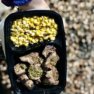 Angus top sirloin with corn