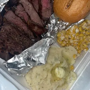 Rib Eye Steak   12oz Creamy Garlic Mayo Corn Mashed Potatoes