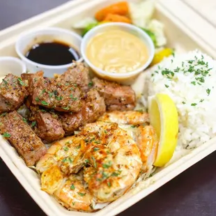 a meal in a styrofoam container