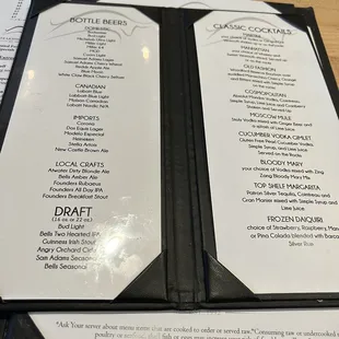Beer &amp; Cocktail Menu