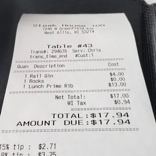 That's insane for a prime rib lunch with the fixings and a drink