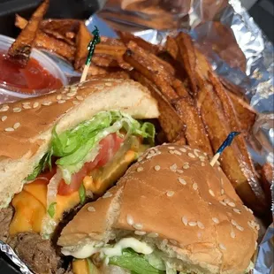 Cheeseburger and French fries