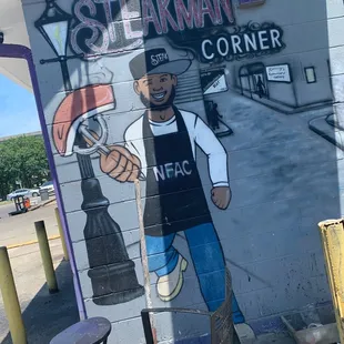 Mural on side of eatery