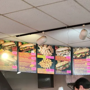 the menus of a fast food restaurant