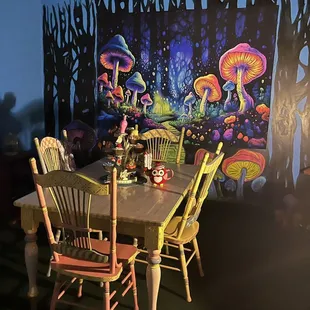 You will meet some strange characters like the Mad Hatter and Cheshire Cat at Alice's tea party.