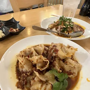 Chili Wonton and Sichuan chicken