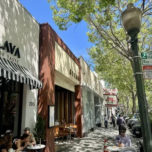 Outside view of steam and sidewalk