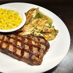 NY strip with scampi shrimp