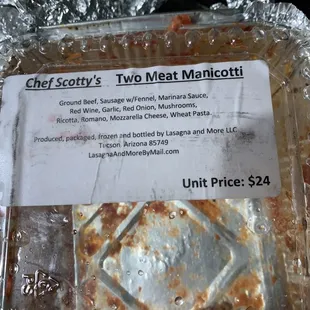 Buy this! The best manicotti ever!