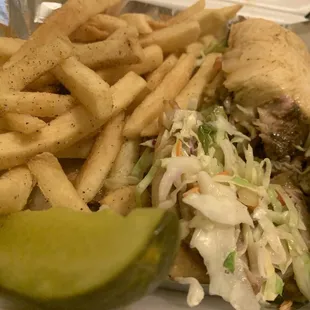 Pulled pork sandwich and fries. Fries were good sandwich was terrible