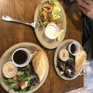 French dip and calamari. We all very good for sure going back.