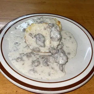 a plate of meat and gravy
