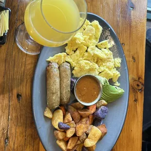 build your own breakfast w/ a side of veggie green chilli &amp; mimosa