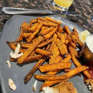 Upgrade to sweet potato fries for $2 and we get all the end pieces