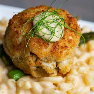 Jumbo Lump Crabcake over Southern Style Mac-n-Cheese