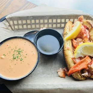 Lobster Roll And Cup Of Bisque