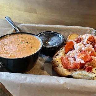 Lobster Roll And Cup Of Bisque