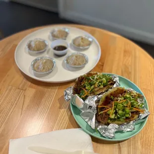 Soup dumplings &amp; Taiwanese beef tacos