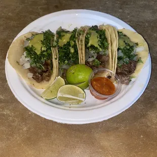 Fresh Carne Asada Tacos. They do not skimp on the meat either. Generous portions from El Amigo