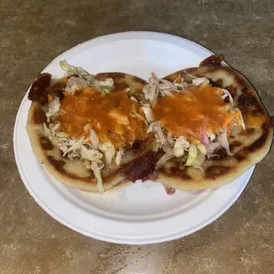 I got two refried bean pupusas and it was the perfect meal to go with my margarita