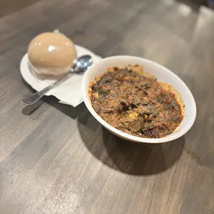 Efo Riro w/ Goat and Banku